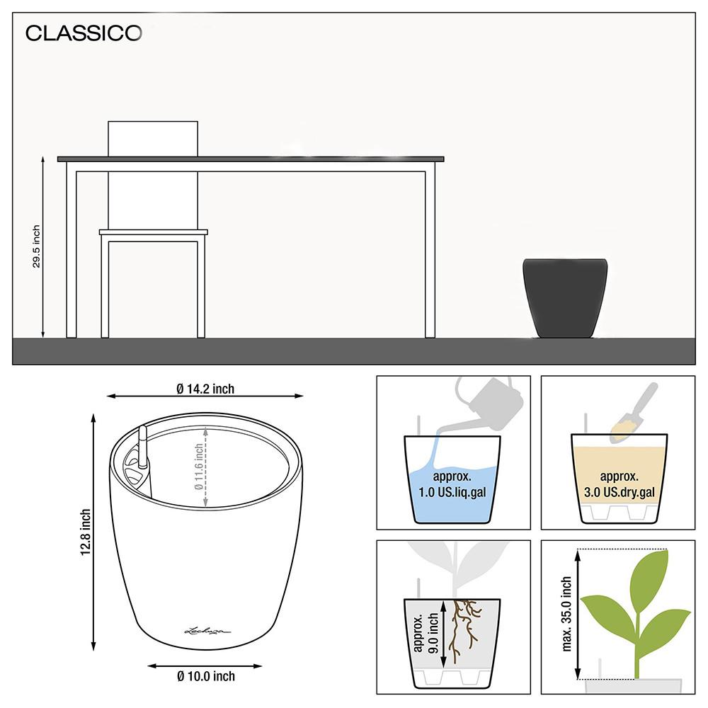 Lechuza Classico LS 35 (14" D) Planter - White - My City Plants